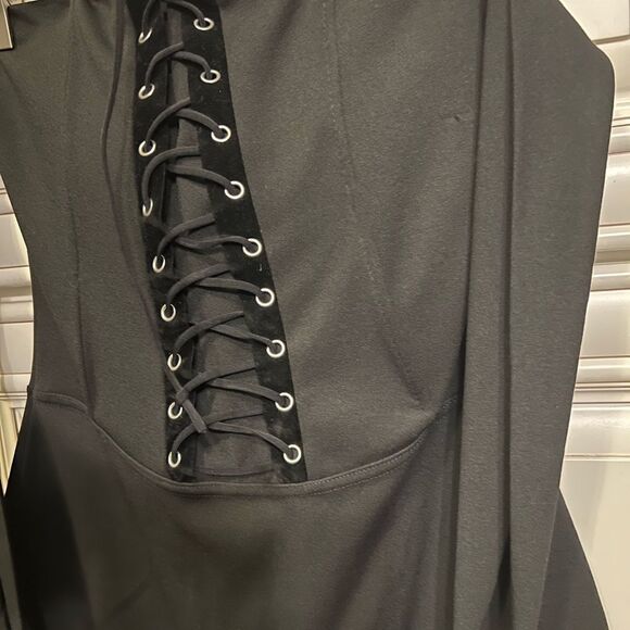 Missguided lace up black & suede  mini dress M - Picture 6 of 9